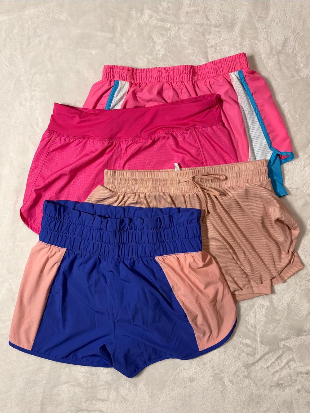 4 Women's Pink and Purple Active Running Shorts - Pack